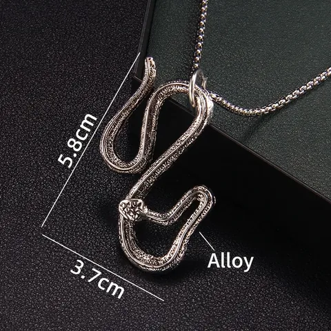 Vintage Oversized Snake Pendant Necklace For Men Women Hip Hop Fashion Stainless Steel Chain Alloy Animal Jewelry