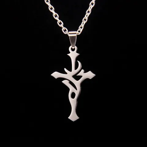 Stainless Steel Cross Pendant Necklace Gothic Hip Hop Sword Design Polished Jewelry For Men Women Daily Streetwear