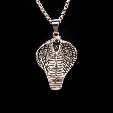 Collana con Pendente a Testa di Cobra Gotica Vintage Catena a Scatola in Acciaio Inossidabile Gioielli Streetwear Donna Uomo