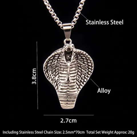 Collana con Pendente a Testa di Cobra Gotica Vintage Catena a Scatola in Acciaio Inossidabile Gioielli Streetwear Donna Uomo