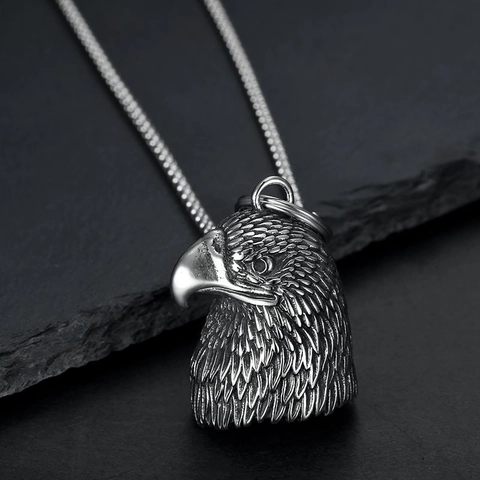 Collana con Ciondolo a Campana del Guardiano in Acciaio Inossidabile Vintage Testa di Aquila Retrò Biker per Uomo Gioielli