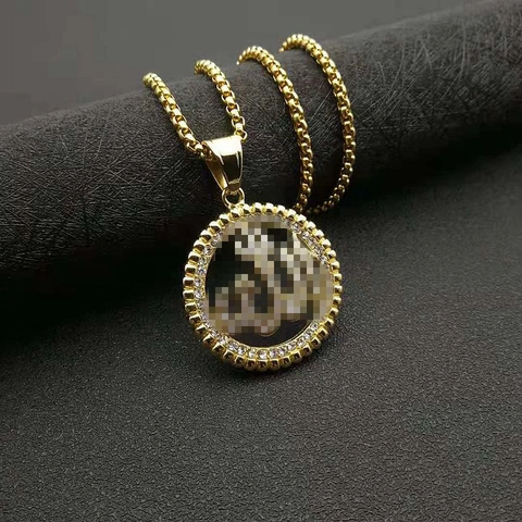 Hiphop Roestvrij Staal Allah Calligrafie Ronde Hanger Ketting Voor Mannen Vrouwen Goud Zilver Strass Sieraden