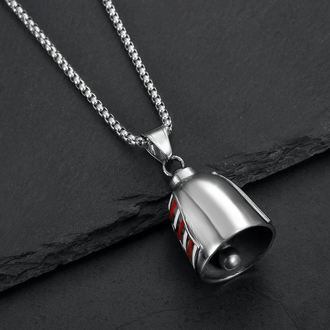 Collana con Pendente a Campanella Portafortuna Testa di Aquila in Acciaio Inossidabile Smalto Bandiera USA Uomo