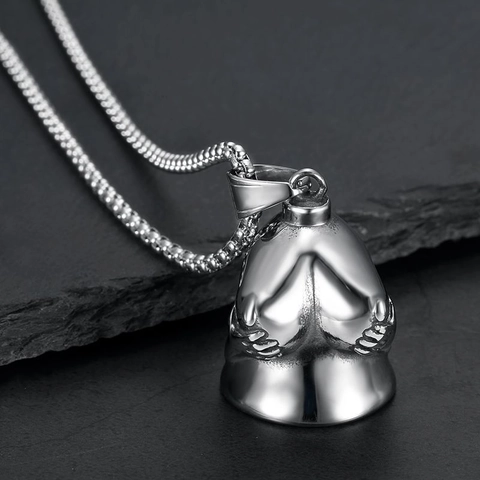 Collana con Ciondolo a Campana Guardian Biker in Acciaio Inossidabile Vintage per Uomo Donna Gioielli Campana Body Art Punk Lucidato