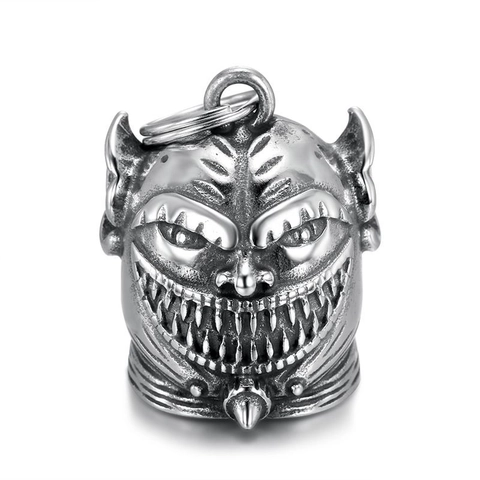 Ciondolo Protettivo Campanella Guardian in Acciaio Inossidabile Lucido Vintage Piccolo Mostro Campanello Fortuna Biker