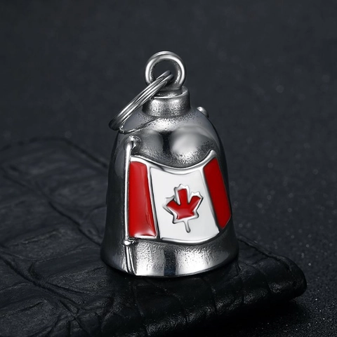 Portachiavi Campanello della Protezione in Acciaio Inossidabile Retro Bandiera Foglia di Acero Canada Ciondolo Moto Gioielli Per Uomini Donne