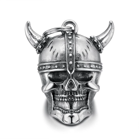 Wikinger Totenkopf Helm Wächterglocke Edelstahl Motorrad Glocke Gothic Vintage Punk Skelett Anhänger Für Herren Schmuck
