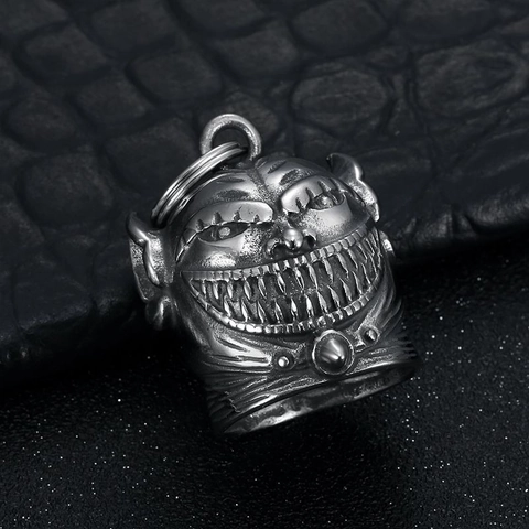 Ciondolo Protettivo Campanella Guardian in Acciaio Inossidabile Lucido Vintage Piccolo Mostro Campanello Fortuna Biker