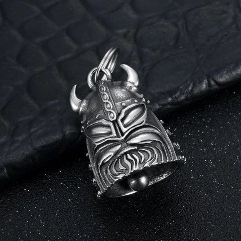 Vintage Edelstahl Wikinger Pirat Helm Glocke Schlüsselanhänger Für Herren Motorrad Schutzglocke Retro Rider Charm Schlüsselring