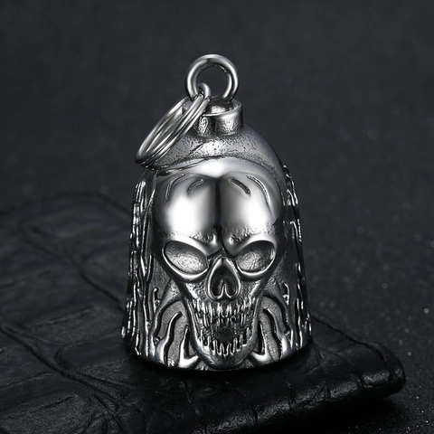 Totenkopf Glocke Anhänger Edelstahl Vintage Silber Motorrad Schutzglocke Biker Glücksgeschenk Gothic Punk Stil Für Männer