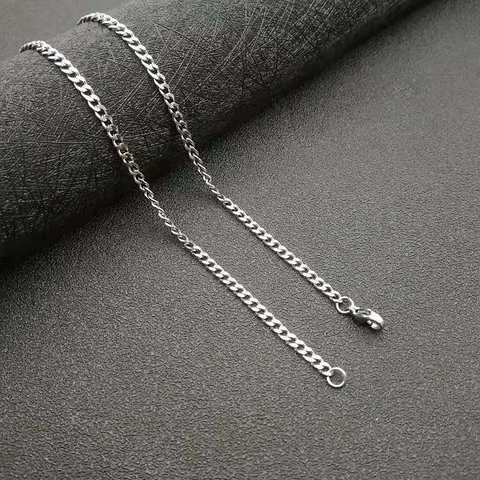 Minimalist Stainless Steel 3mm Cuban Link Curb Chain Necklace Unisex Silver Color Lobster Clasp Fashion Jewelry Accessories