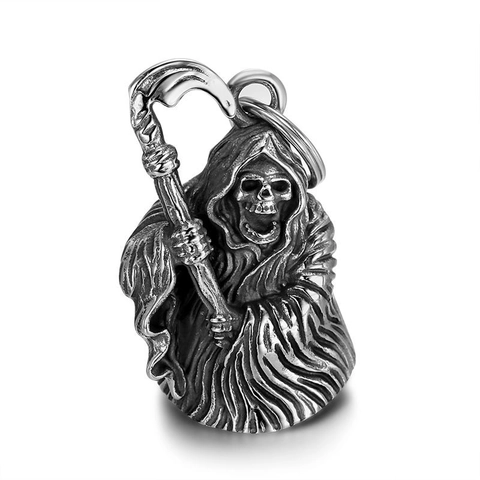 Edelstahl Sensenmann Tod Sense Schädel Wächter Glocke Motorrad Anhänger Hängende Dekoration Gothic Punk Schmuck