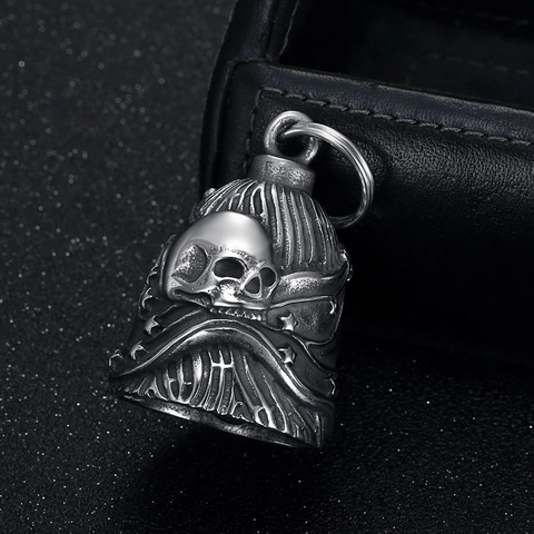 Portachiavi Campanello del Guardiano per Moto in Acciaio Inossidabile con Teschio Modello a Stella Retro per Ciclisti