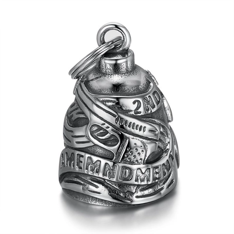 Ciondolo Vintage in Acciaio Inossidabile Second Amendment Riding Lucky Bell per Uomo Stile Biker Guardian Bell Accessorio per Collana da Moto