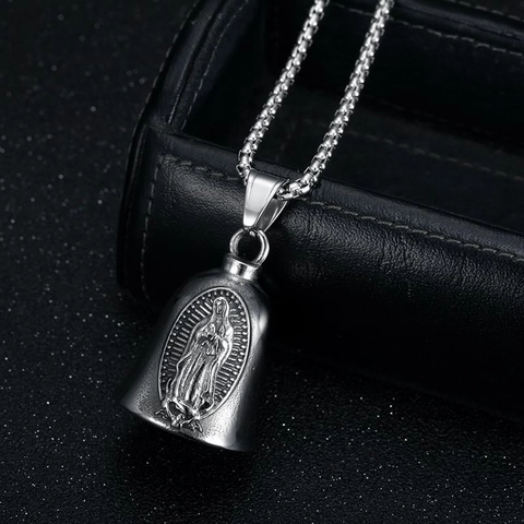 Collana Con Pendente a Campana Della Vergine Maria in Acciaio Inossidabile Vintage per Uomo Donna Gioielli Religiosi Retro Regalo