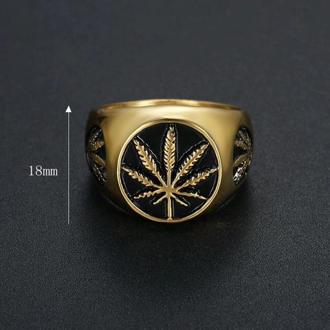 Hip Hop Roestvrij Staal Heren Zegelring Vintage Goud Zilver Tweekleurig Bladpatroon Reliëf Individuele Streetwear Punk Ring Sieraden