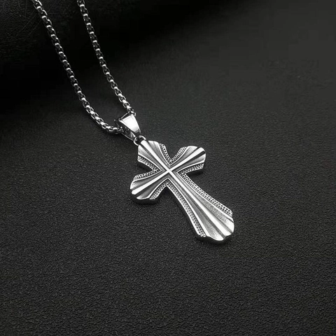 Punk Roestvrij Staal Kruis Hanger Halsketting Retro Religieuze Sieraden Voor Mannen Vrouwen Goud Zilver Box Ketting