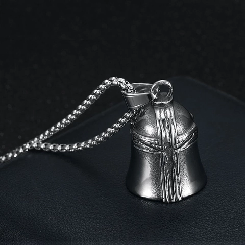 Collana con Ciondolo a Campana a Croce in Acciaio Inossidabile Vintage Punk per Uomo Motociclista Portafortuna Campana Esorcismo Gioielli Regalo