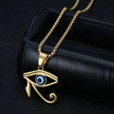 Stainless Steel Eye Of Horus Pendant Necklace For Men Women Gold Silver Ancient Egyptian Evil Eye Mystic Jewelry Accessory