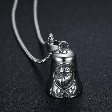 Collana con Ciondolo a Campana a Testa di Aquila in Acciaio Inossidabile Lucidato Vintage Gioielli Biker per Uomo