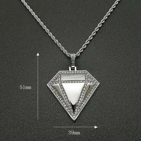 Hiphop Diamantform Anhänger Halskette Titanstahl Strass Gold Silber Plattiert Seilkette Schmuck Für Damen Herren