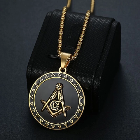 Hip Hop Vrijmetselarij G Symbool Ronde Hanger Halsketting Titanium Staal Goud Zilver Verguld Sieraden Voor Heren Hip Hop Stijl