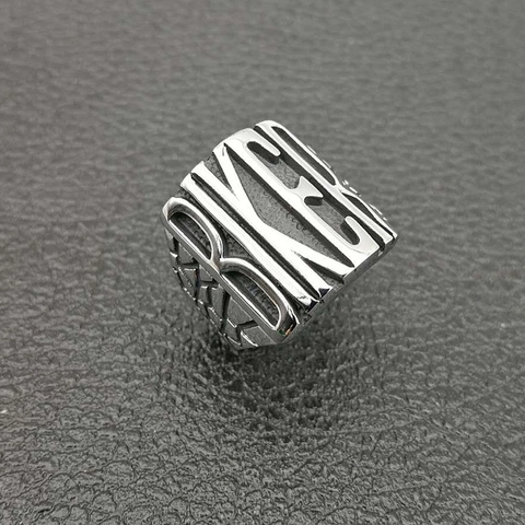 Biker Punk Titanium Stalen Ring Voor Heren Retro Gepolijst BIKER Letter Patroon Vintage Motorrijder Sieraden Ring