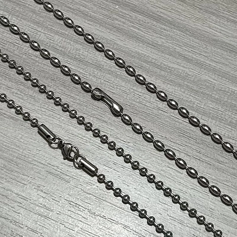 Punk Roestvrij Staal Kraalketting Voor Heren Dames Zilver 3mm Bolletjesketting Rijstkraal Halsketting Mode Sieraden Cadeau