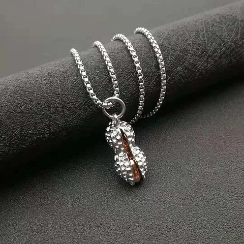Collana con Ciondolo a Forma di Arachide in Acciaio Inossidabile Hip Hop Acciaio al Titanio Placcato Oro Uomo Donna Gioielli