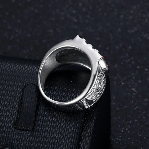 Anello in Acciaio Inossidabile Placcato Oro Hip Hop Vergine Maria per Uomo Anello a Fascia con Strass Religioso