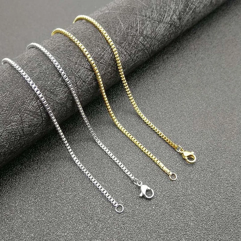 Titanstahl Box-Kette Halskette Gold Silber Vergoldet Minimalistische Gliederkette Für Herren Damen Vielseitiger Schmuck Alltag