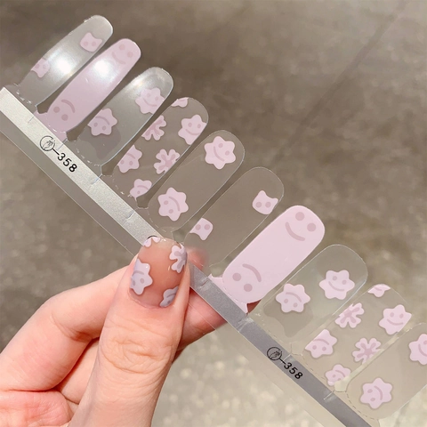 Adesivi per Unghie Viola Lavanda Faccina Sorridente Floreali Impermeabili Unghie Finte Minimaliste Fai da Te Donna Gioielli TL358
