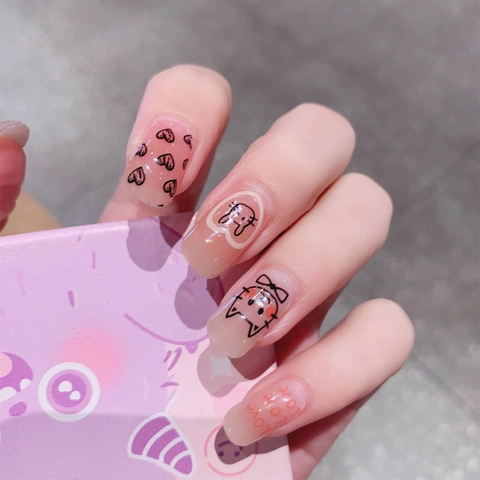 Lindas Pegatinas de Gel para Uñas con Gato y Corazón Impermeables de Larga Duración Calcomanías de Manicura para Mujer