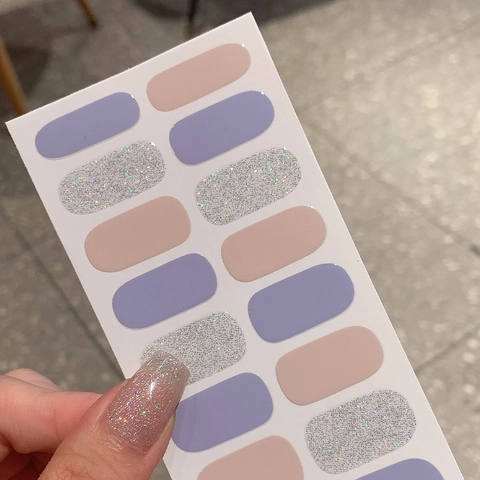 Stickers à Ongles Auto-Adhésifs Pailletés Violet Rose Décalcomanies de Vernis Full Wrap Décoration de Manucure DIY Resin Wraps