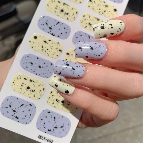 Adesivi per Unghie a Tema Pasquale Marmorizzati a Pois Motivo Uovo di Quaglia Autoadesivi Impermeabili Nail Art per Donna DIY LT-052
