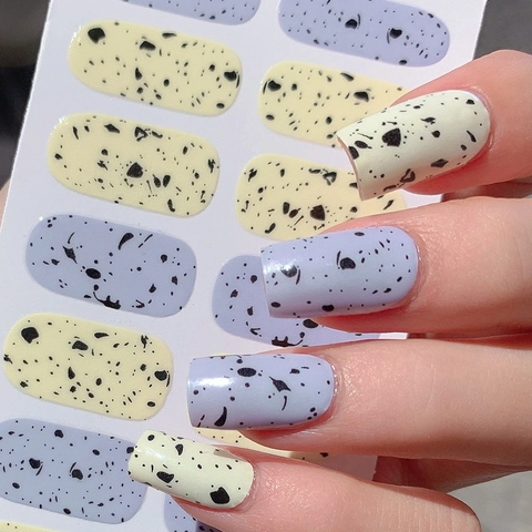 Adesivi per Unghie a Tema Pasquale Marmorizzati a Pois Motivo Uovo di Quaglia Autoadesivi Impermeabili Nail Art per Donna DIY LT-052