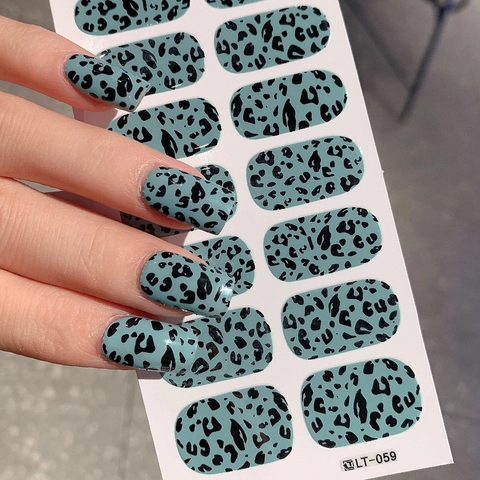 Adesivi per Nail Art a Stampa Leopardata Motivo Guscio d'Uovo di Pasqua Autoadesivi Blu Grigio per Decorazione Manicure Fai da Te Donna