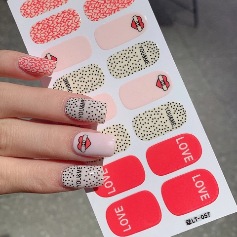 Adesivi per Unghie a Cuore e Pois per San Valentino Impermeabili Autoadesivi YOU&ME LOVE Decalcomanie per Manicure Fai da Te Donna