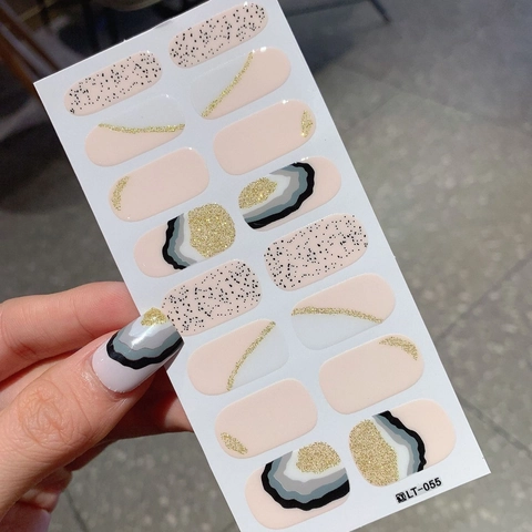 Adesivi per Unghie Impermeabili Autoadesivi per Donna Trama Marmo Rosa Design Geometrico Brillantini Stickers per Unghie Quotidiano Festa