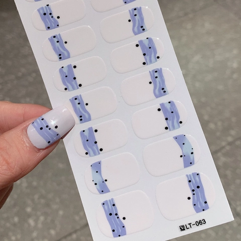 Adesivi per Unghie Autoadesivi a Onde Viola e Pois Neri LT-063 Decorazioni per Manicure Decalcomanie Fai-da-te per Unghie da Donna
