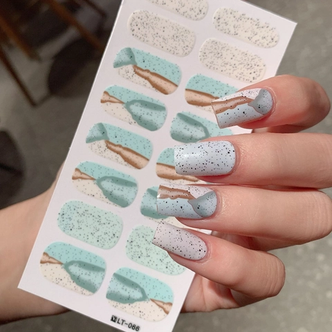 Adesivi per Unghie con Motivo Marmoreo Blu Grigio Autoadesivi Astratti Punteggiati per Donna Fai da Te Arte Manicure Salone