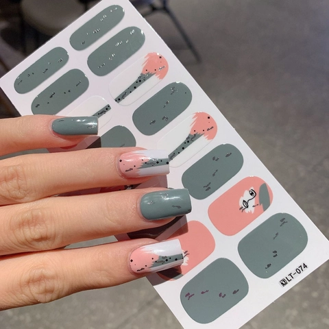 Adesivi per Unghie Minimalisti Arte Viso Astratto Morandi Rosa Bianco Autoadesivi 14 Pezzi DIY Nail Art Wraps per Donna