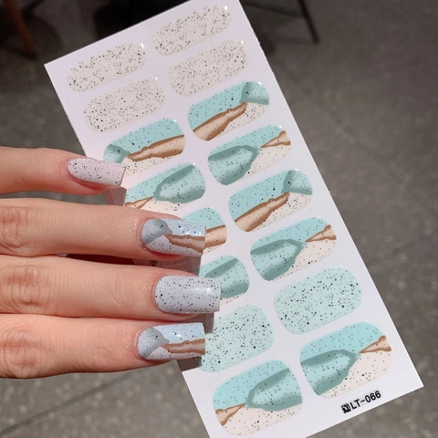 Adesivi per Unghie con Motivo Marmoreo Blu Grigio Autoadesivi Astratti Punteggiati per Donna Fai da Te Arte Manicure Salone