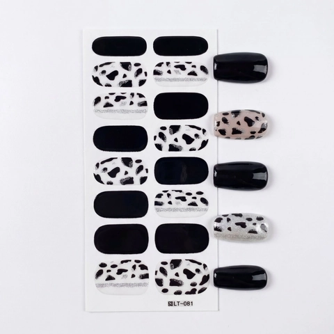 Minimalistische Nagelaufkleber Mit Leoparden Kuhmuster Selbstklebend Full Cover Maniküre Wraps Mode Glänzende Nageldecals Für Damen Alltag