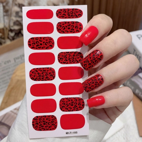 Luipaardprint Nagelstickers Rood Dierenpatroon Zelfklevende Nagelwraps Mode DIY Manicure Kunst Decoratie Voor Vrouwen LT-193