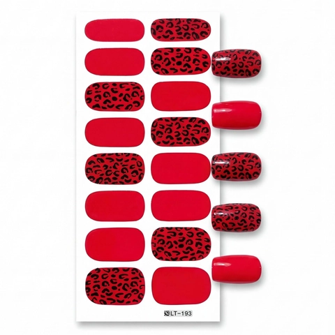 Luipaardprint Nagelstickers Rood Dierenpatroon Zelfklevende Nagelwraps Mode DIY Manicure Kunst Decoratie Voor Vrouwen LT-193