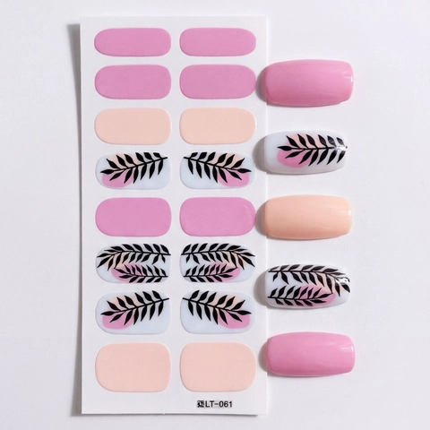 Adesivi per Unghie Floreali Minimalisti Rosa Nude Motivo a Foglia Impacchi per Unghie Fai da Te Decorazione LT-061 Donna