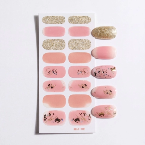 Pegatinas de Arte de Uñas Estilo Ins Rosa Nude Dorado Purpurina Corazón Leopardo Impermeable Full Cover DIY Manicura Mujer Decoración