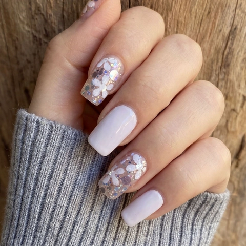 Eleganti Adesivi per Unghie Floreali Con Rilievo a Margherita Bianca Glitter Viola Blu Decalcomanie per Unghie in Gel Semipolimerizzato