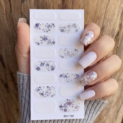 Eleganti Adesivi per Unghie Floreali Con Rilievo a Margherita Bianca Glitter Viola Blu Decalcomanie per Unghie in Gel Semipolimerizzato